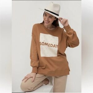 Vero Moda Tan & Creme 'Someday' Crewneck Sweatshirt Organic Cotton Size Medium